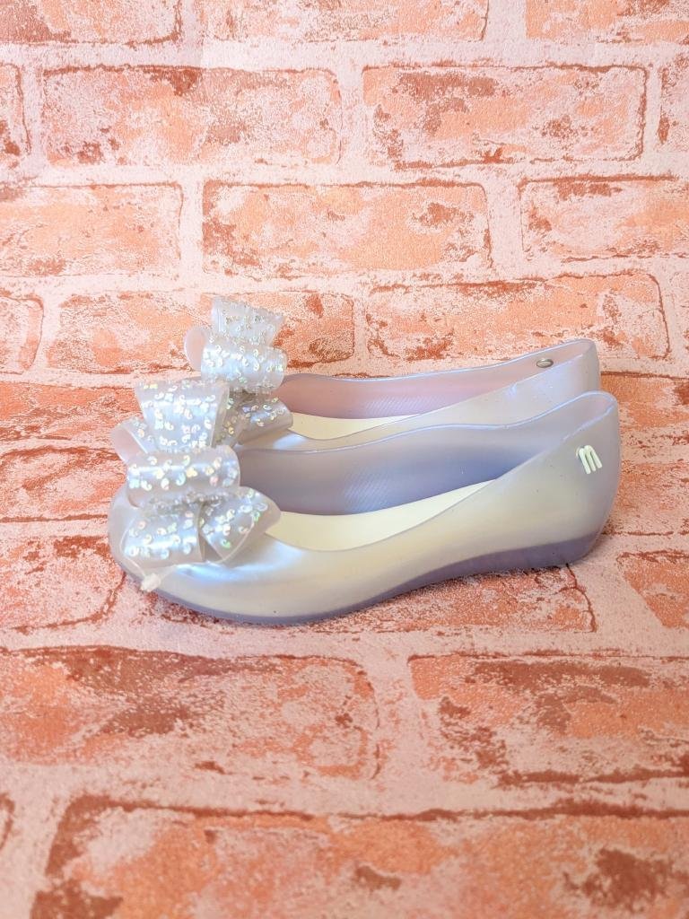 [ включая доставку ] прекрасный товар *melissa Melissa обувь 20cm незначительный лиловый × "теплый" белый каблук 2cm [ для девочки ] лента симпатичный плоская обувь s3405605