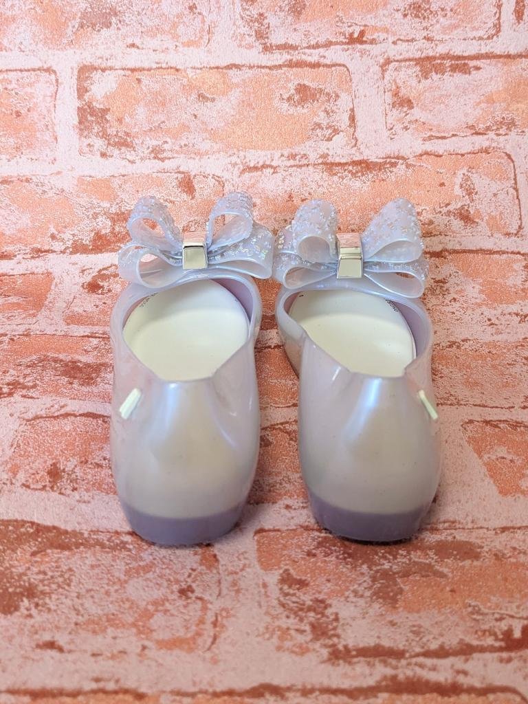 [ включая доставку ] прекрасный товар *melissa Melissa обувь 20cm незначительный лиловый × "теплый" белый каблук 2cm [ для девочки ] лента симпатичный плоская обувь s3405605