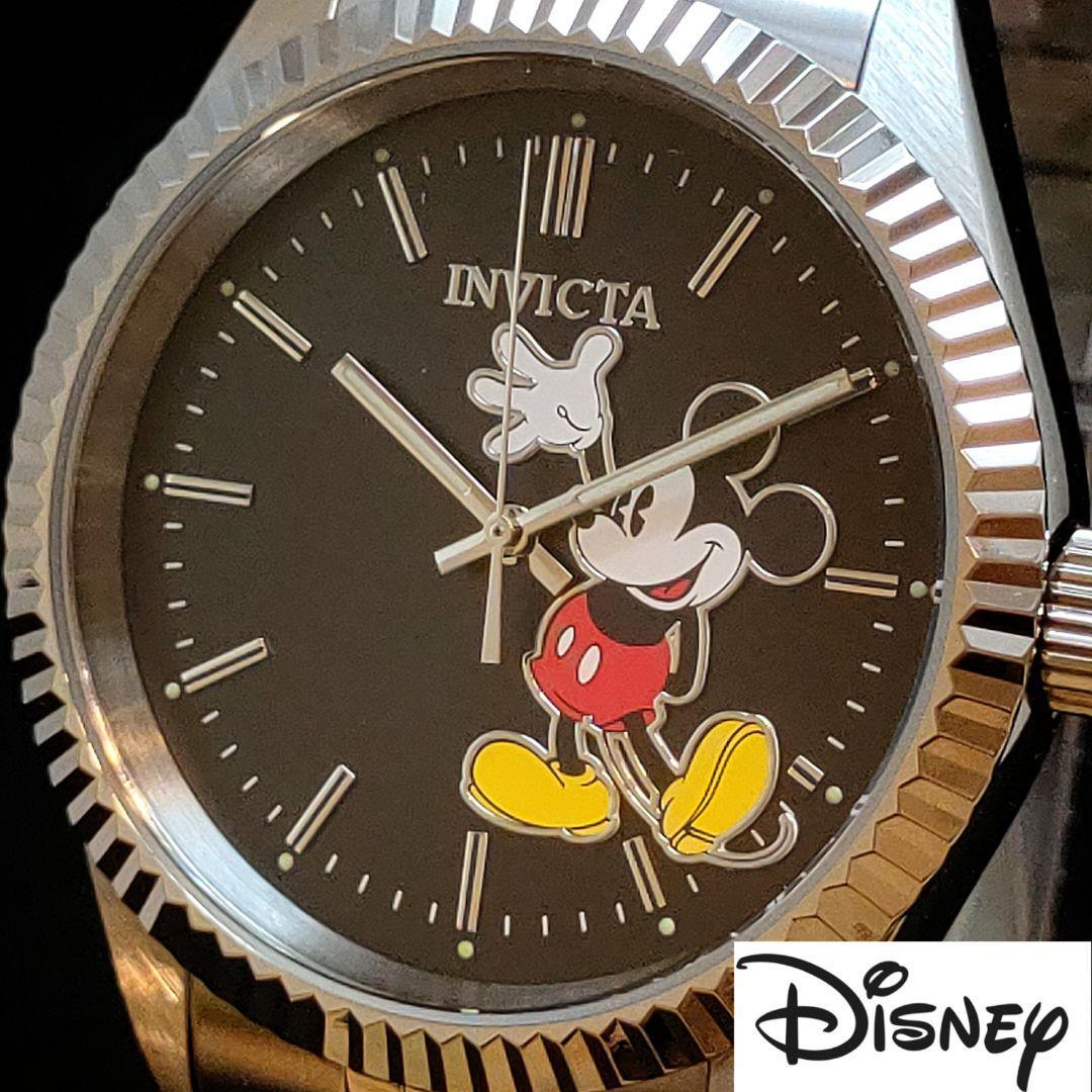 Disney】INVICTA/新品未使用/ミッキーマウス/メンズ腕時計/ディズニー/男性用/Mickey/シルバー.ブラック色/プレゼントに/お洒落/激レア 