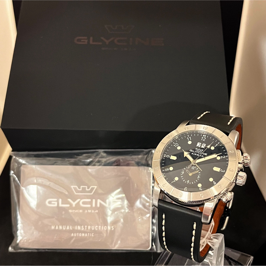 激レア!!】Glycine/グリシン/メンズ腕時計/新品/ブラック色/お洒落-