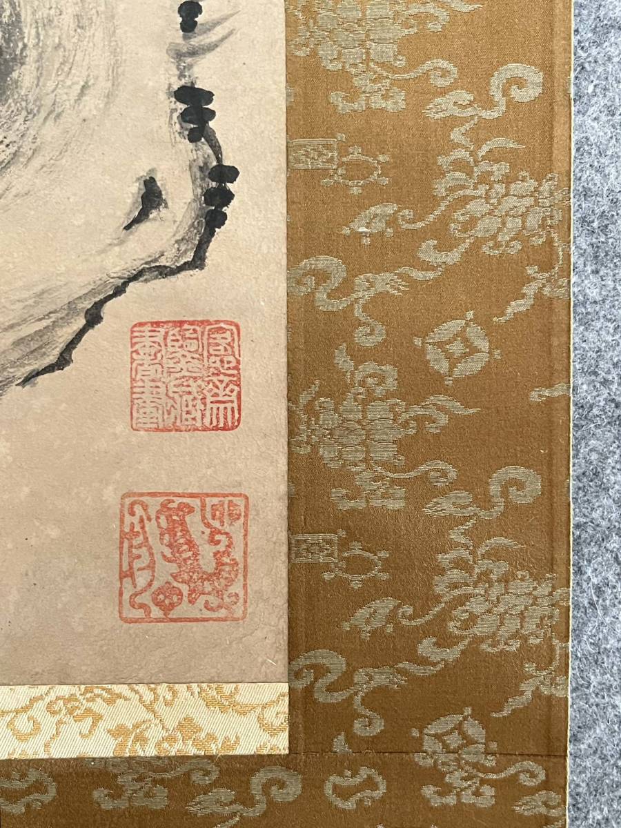 古美術 掛け軸 中国・清時代 金農書 「墨梅図」 紙本 立軸 書道 巻き物