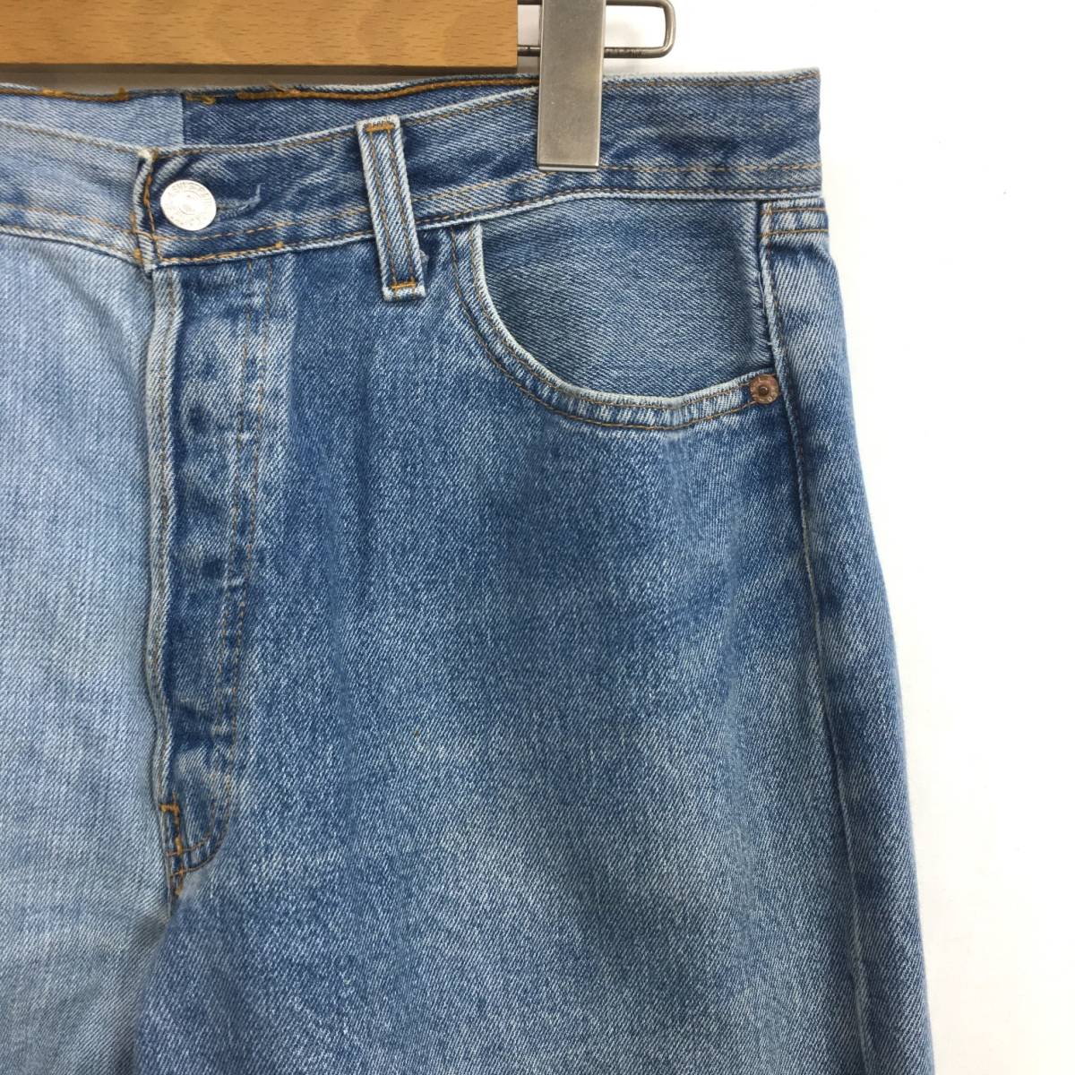 KZ6529★MADE by Sunny side up : ヴィンテージ Levi's 再構築デニムパンツ★S★インディゴブルー メイドバイサニーサイドアップ_画像3