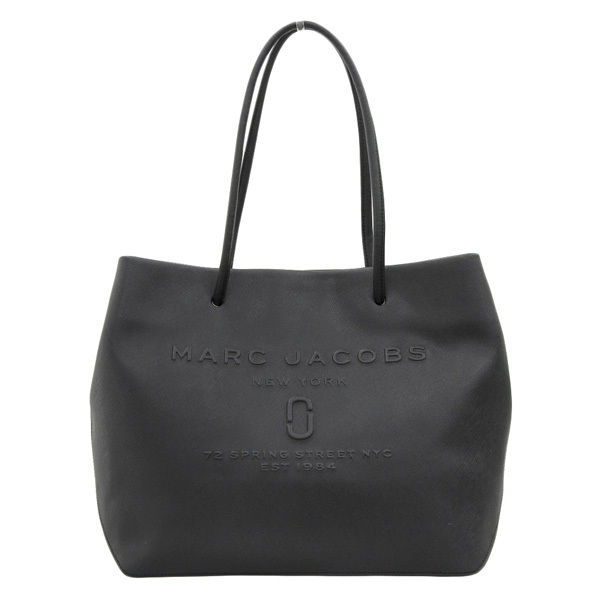 【中古】MARC JACOBS マークジェイコブス レザー ロゴ トートバッグ - ブラック gy