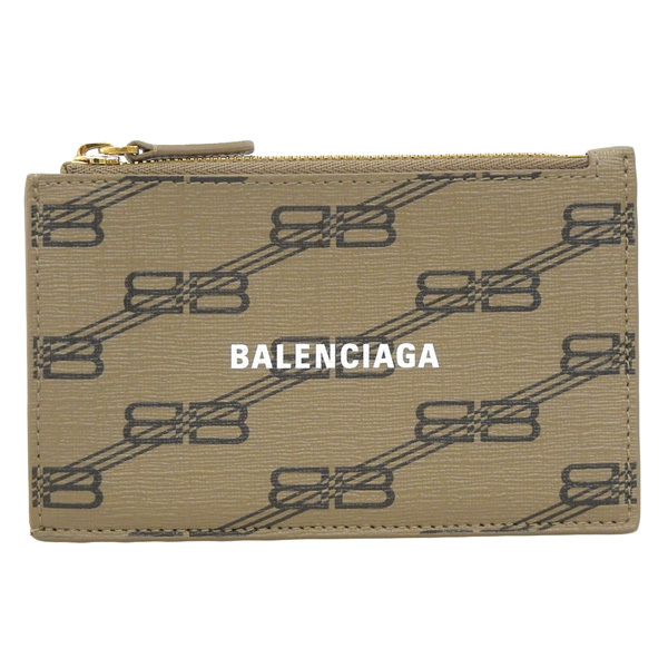 【中古】Balenciaga バレンシアガ BBモノグラム カードケース 640535 ベージュ gy