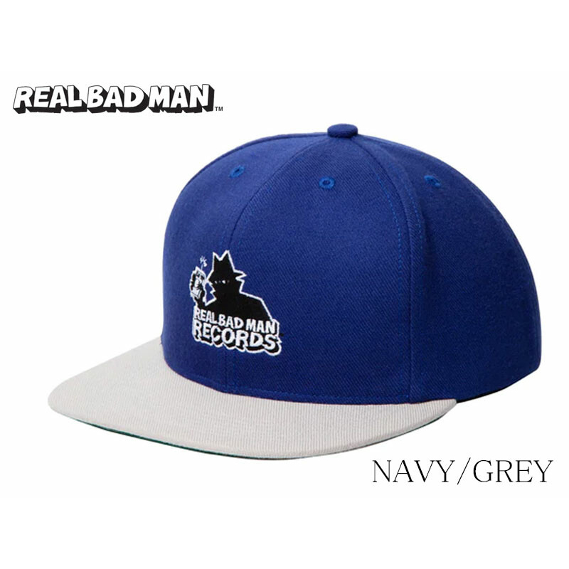 REAL BAD MAN RBM RECORDS SWAP MEET HAT 20906 NAVY/GREY（リアルバッドマン アールビーエム スナップバッグ キャップ ネイビー×グレー）