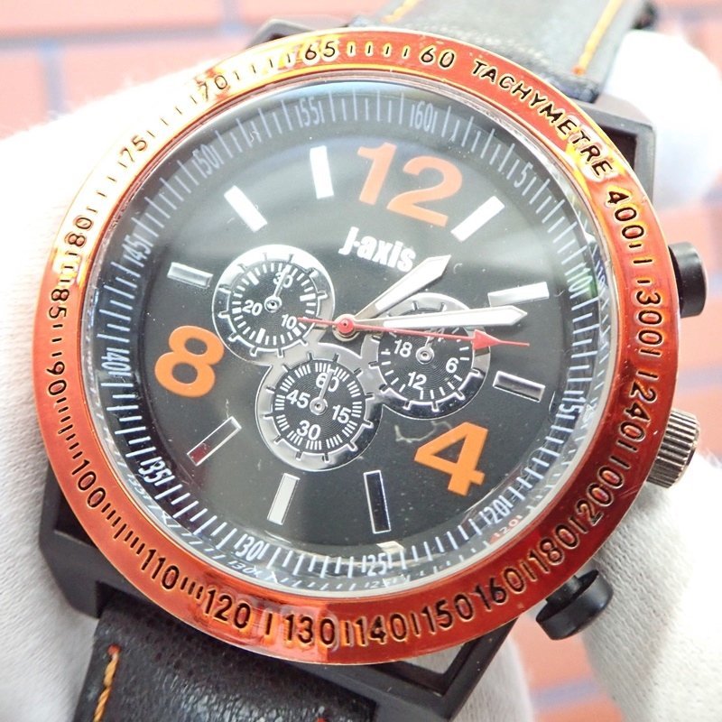 【 良品 】 J-AXIS クォーツ BG1032 革ベルト 大型ケース 50mm メンズ 腕時計_画像2