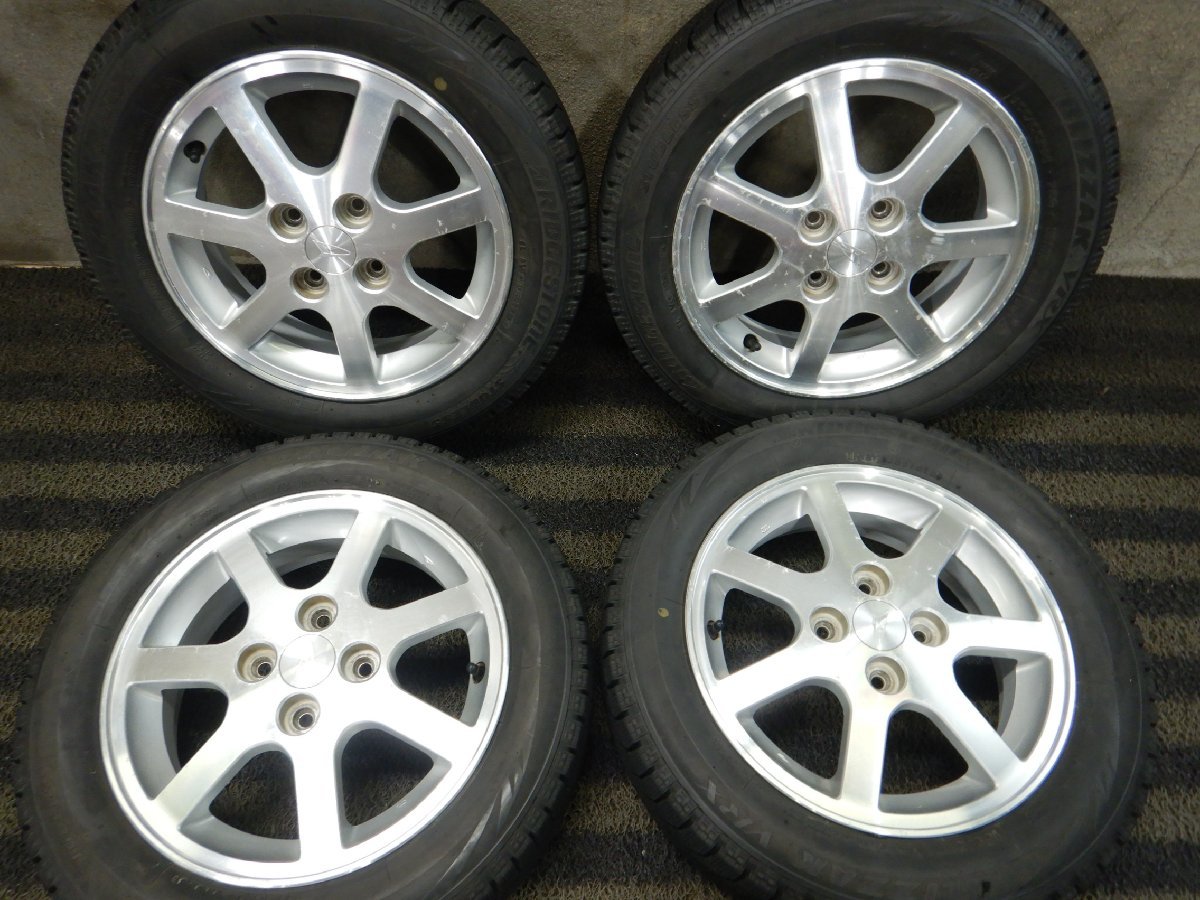 パT7740■155/65R14 BRIDGESTONE BLIZZAK VRX ダイハツ 4.5J 4H 100★条件付送料無料★バリ山 ムーヴ タント モコ パレット スタッドレス_画像1