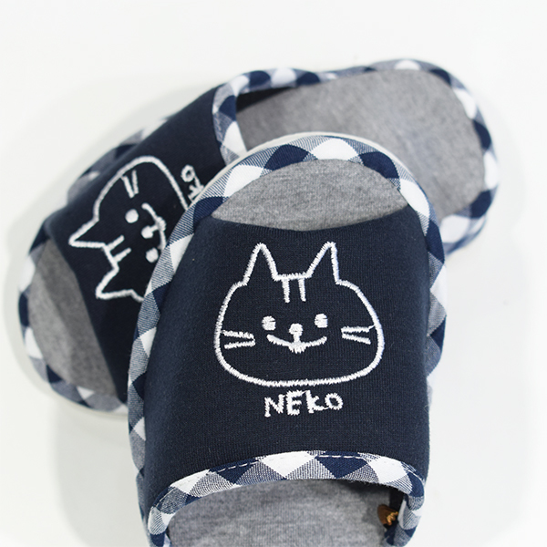  cat embroidery stretch slippers cat diet slippers Shape slippers navy tsubo heel none toes ..