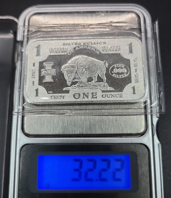 純銀 シルバー インゴット バー 1oz 1オンス 999 FINE SILVER INGOT BAR 31.1g SV 保証書 未開封品 地金 資産 バイソン ②の画像4