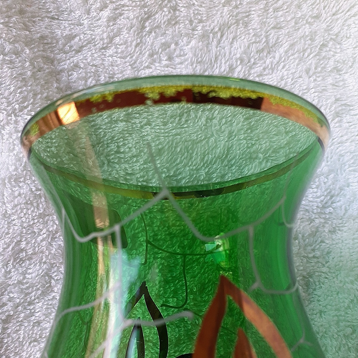 ボヘミア　ガラス　硝子　花瓶 　フラワーベース 　花器　花柄　花模様　１個_画像6