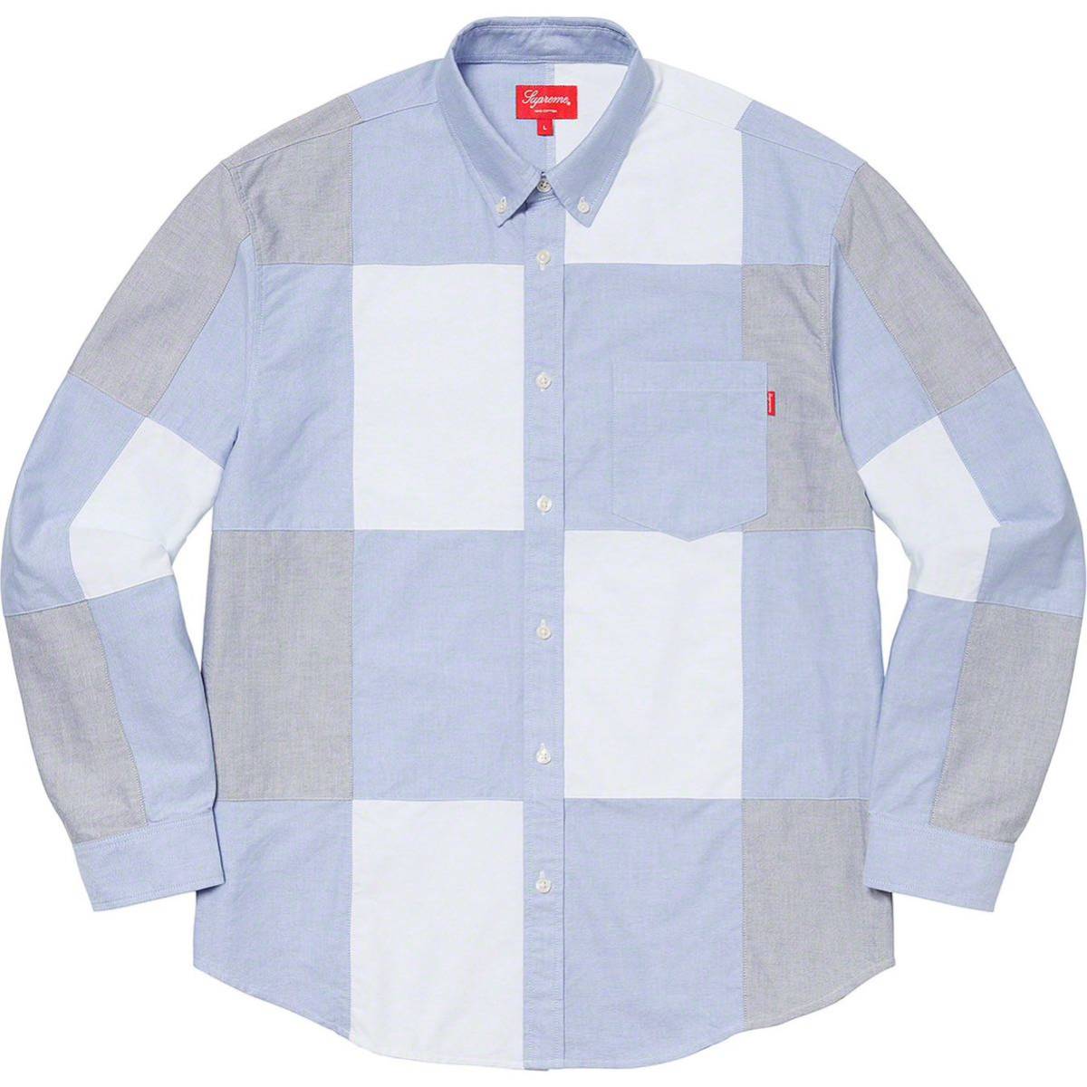 L】Supreme 20FW Patchwork Oxford Shirt Blue ブルー 青 水色 パッチ