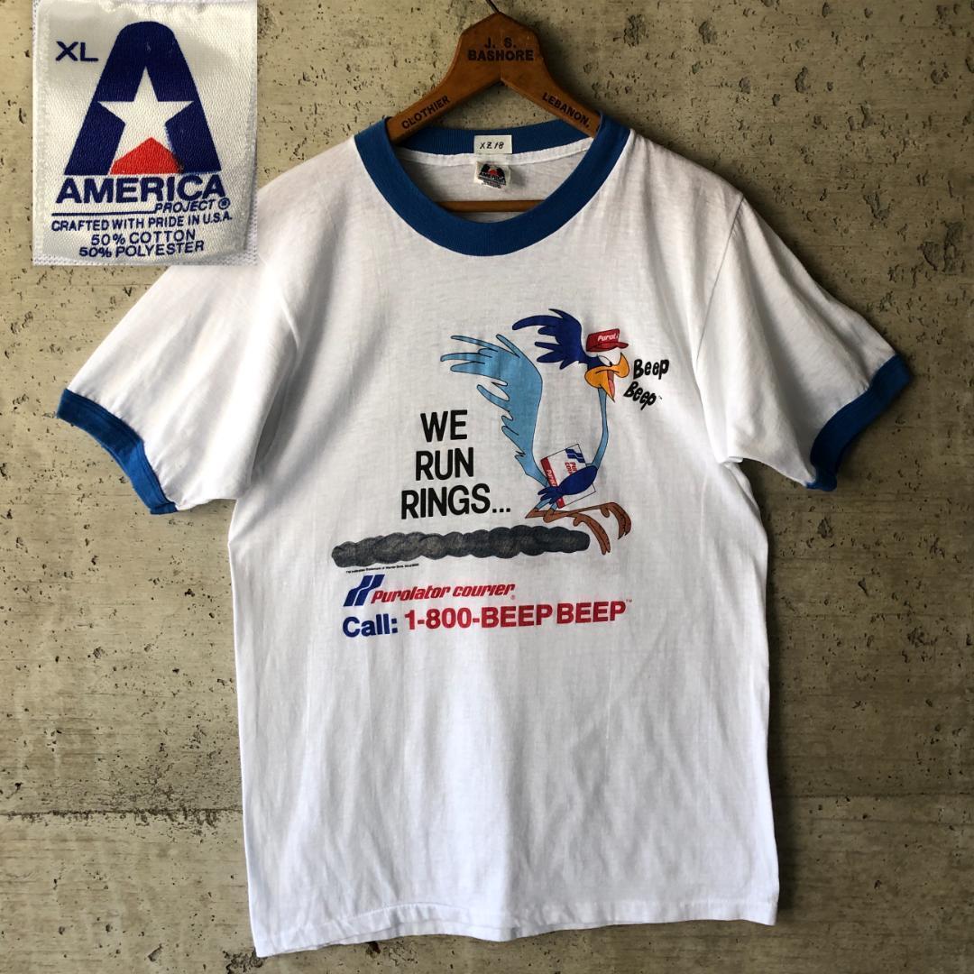 【XZ18】Tシャツ リンガー リンガーT 80s 85年 アド 企業T 白T