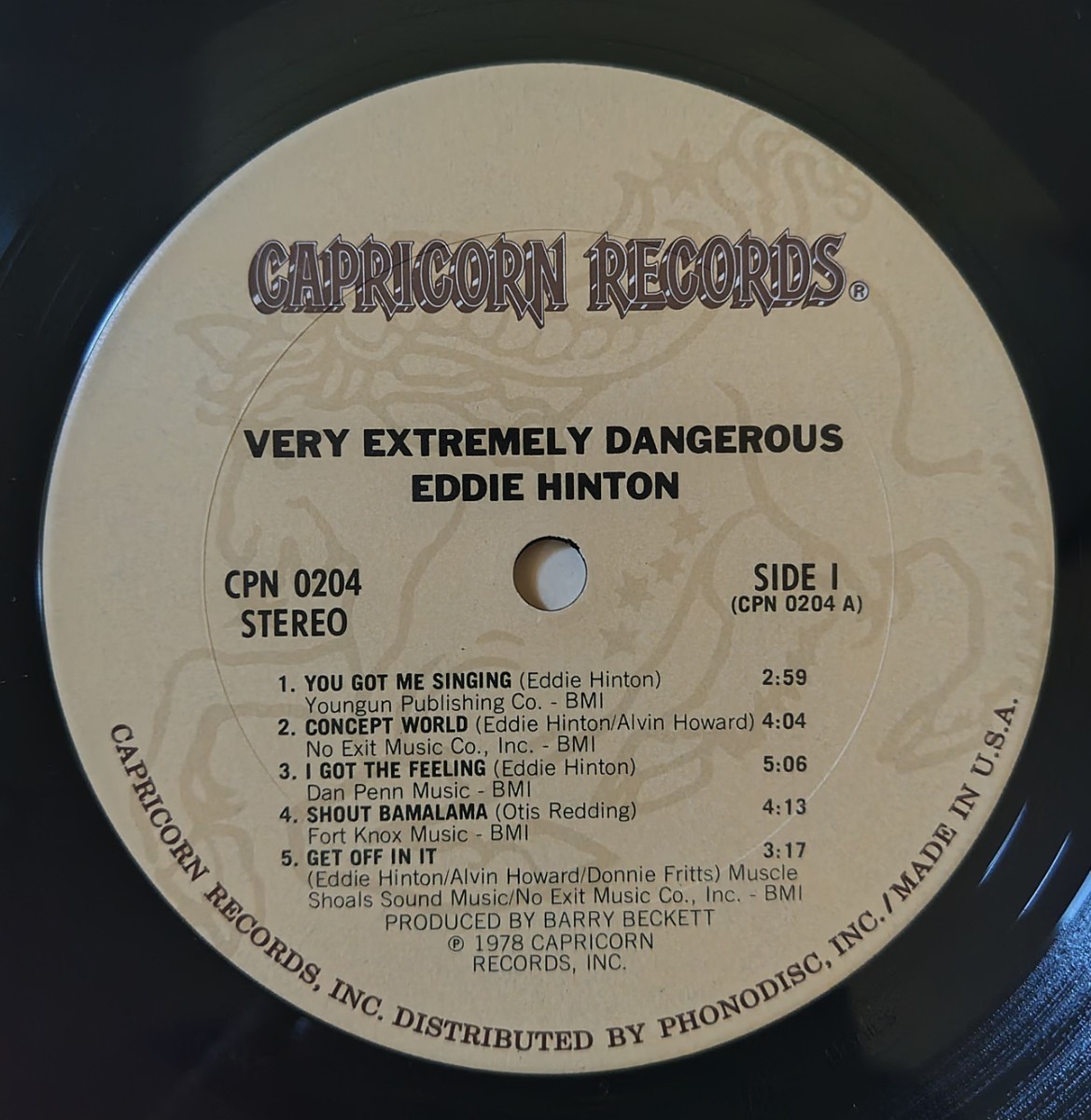 Eddie Hinton very extremely dangerous 　カプリコーンレコード　米国盤 　1978年作_画像3