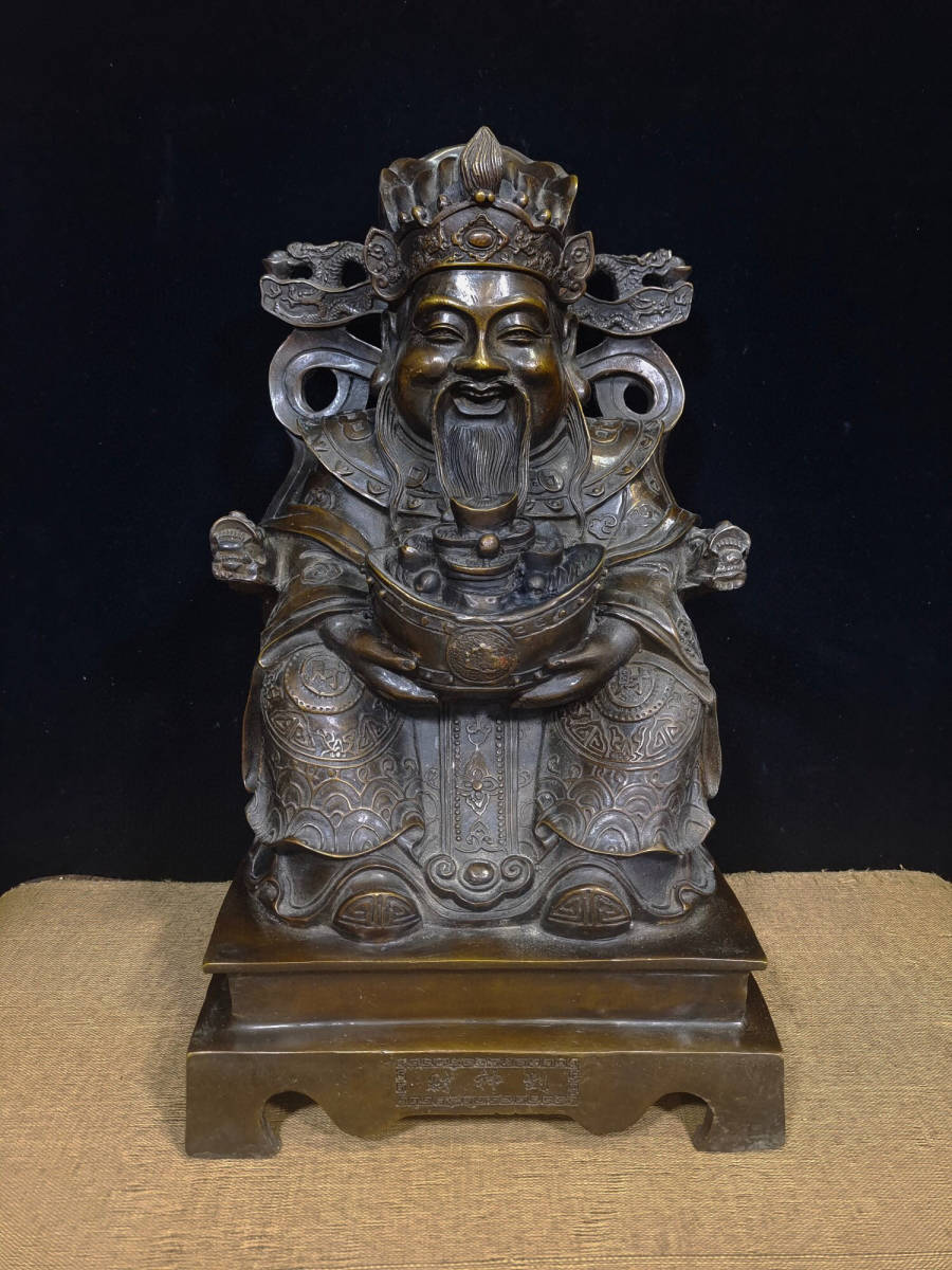 銅製・財神爺像『収蔵家蔵』稀少珍品・置物・古賞物・中国古美術-