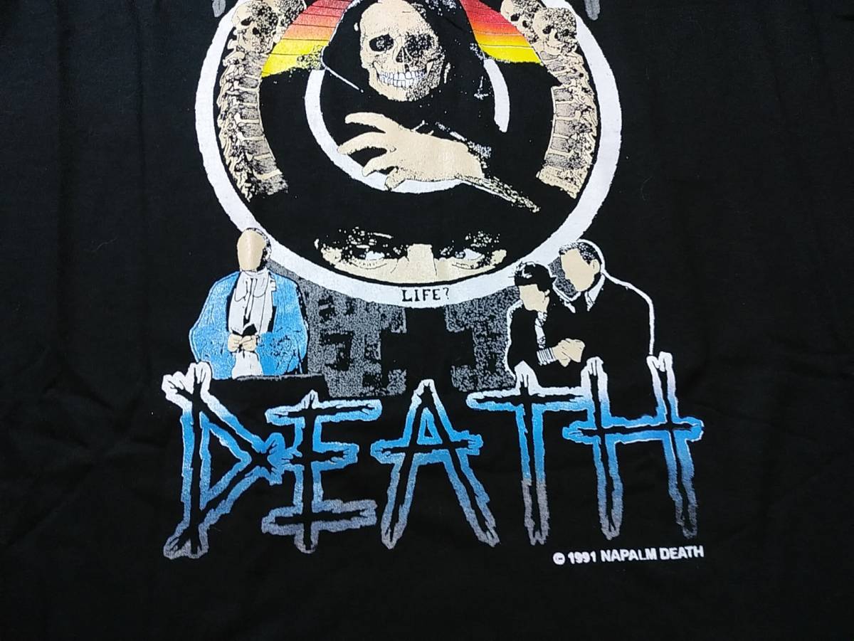 NAPALM DEATH Tシャツ US grind crusher tour 1991 黒XL / repulsion terrorizer carcass brutal truth exhumed earache_画像3