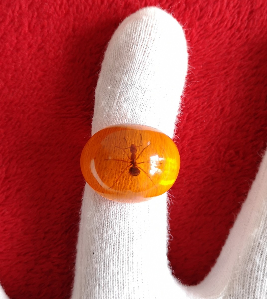  Vintage ring rare amber insect entering amber 795 natural 