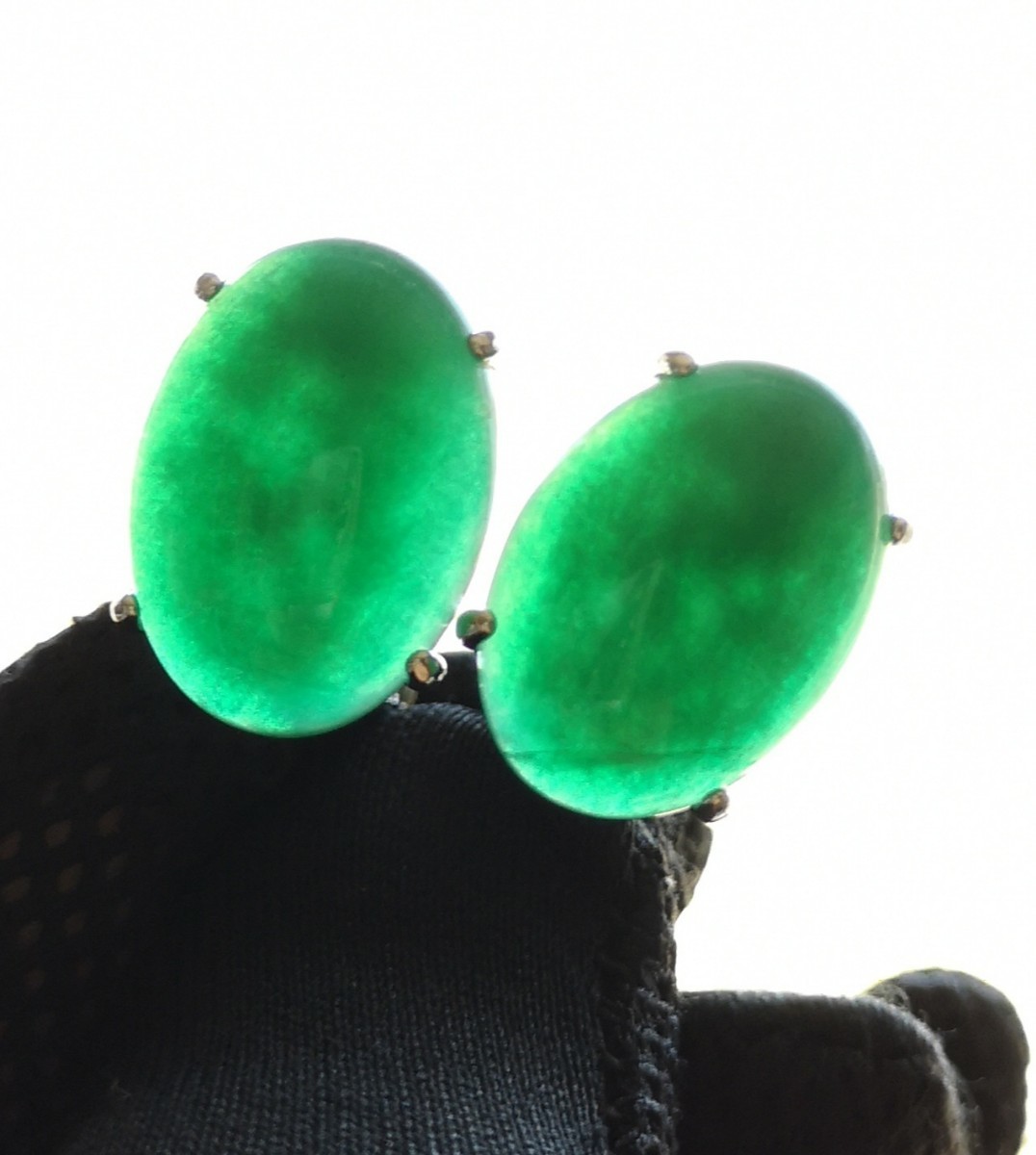ヴィンテージ イヤリング 翡翠 ろうかん 18×8mm 美品 808|Yahoo