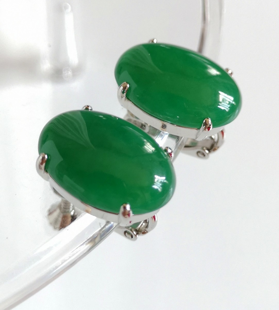 ヴィンテージ イヤリング 翡翠 ろうかん 18×8mm 美品 808|Yahoo