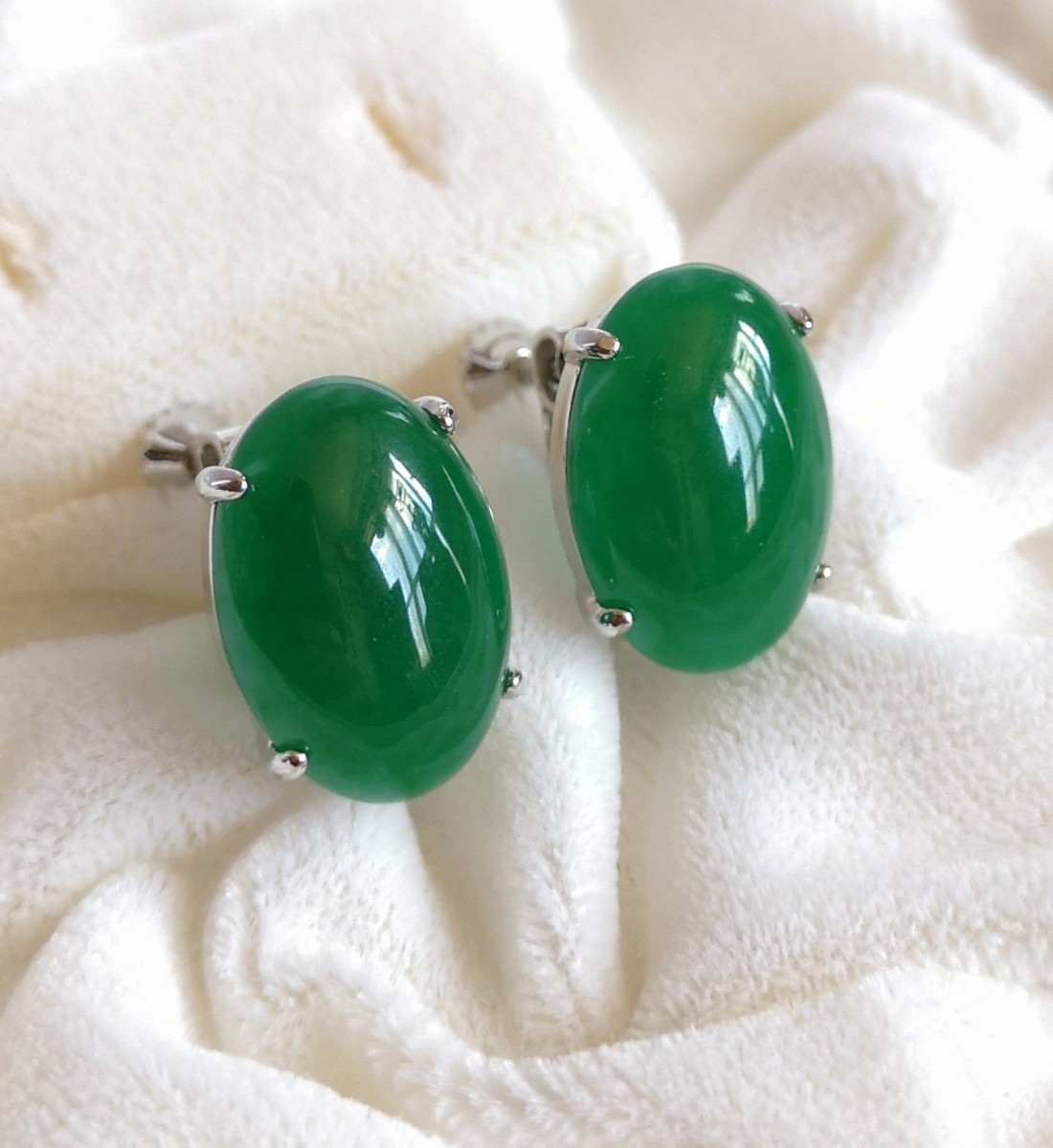 ヴィンテージ イヤリング 翡翠 ろうかん 18×8mm 美品 808|Yahoo