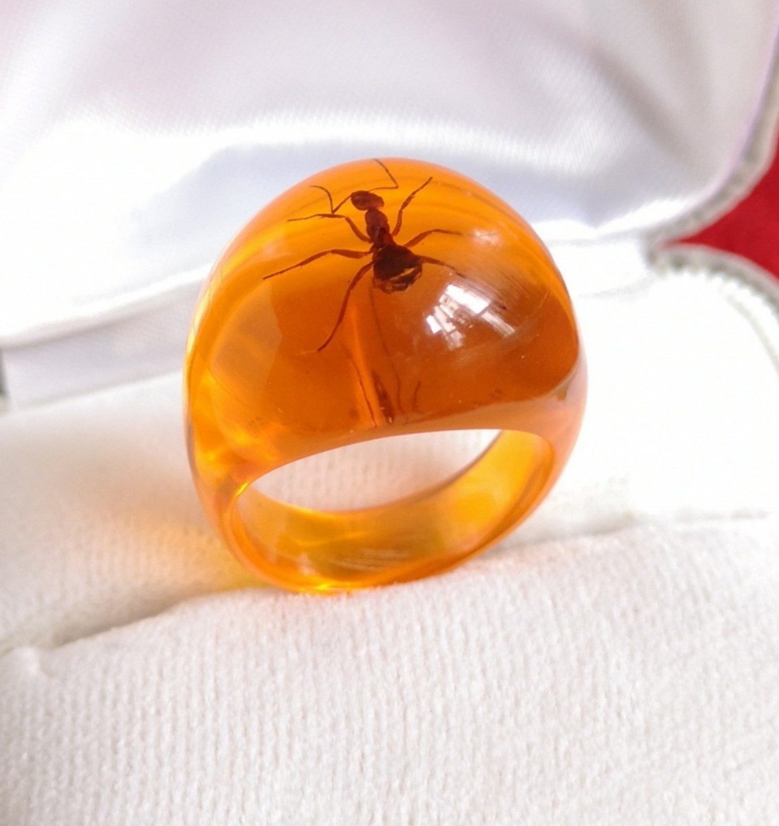  Vintage ring rare amber insect entering amber 795 natural 