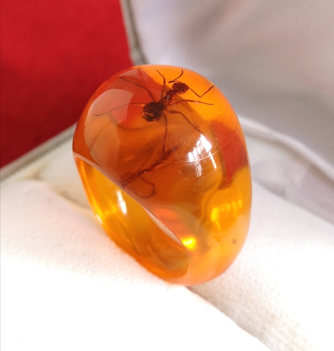  Vintage ring rare amber insect entering amber 795 natural 