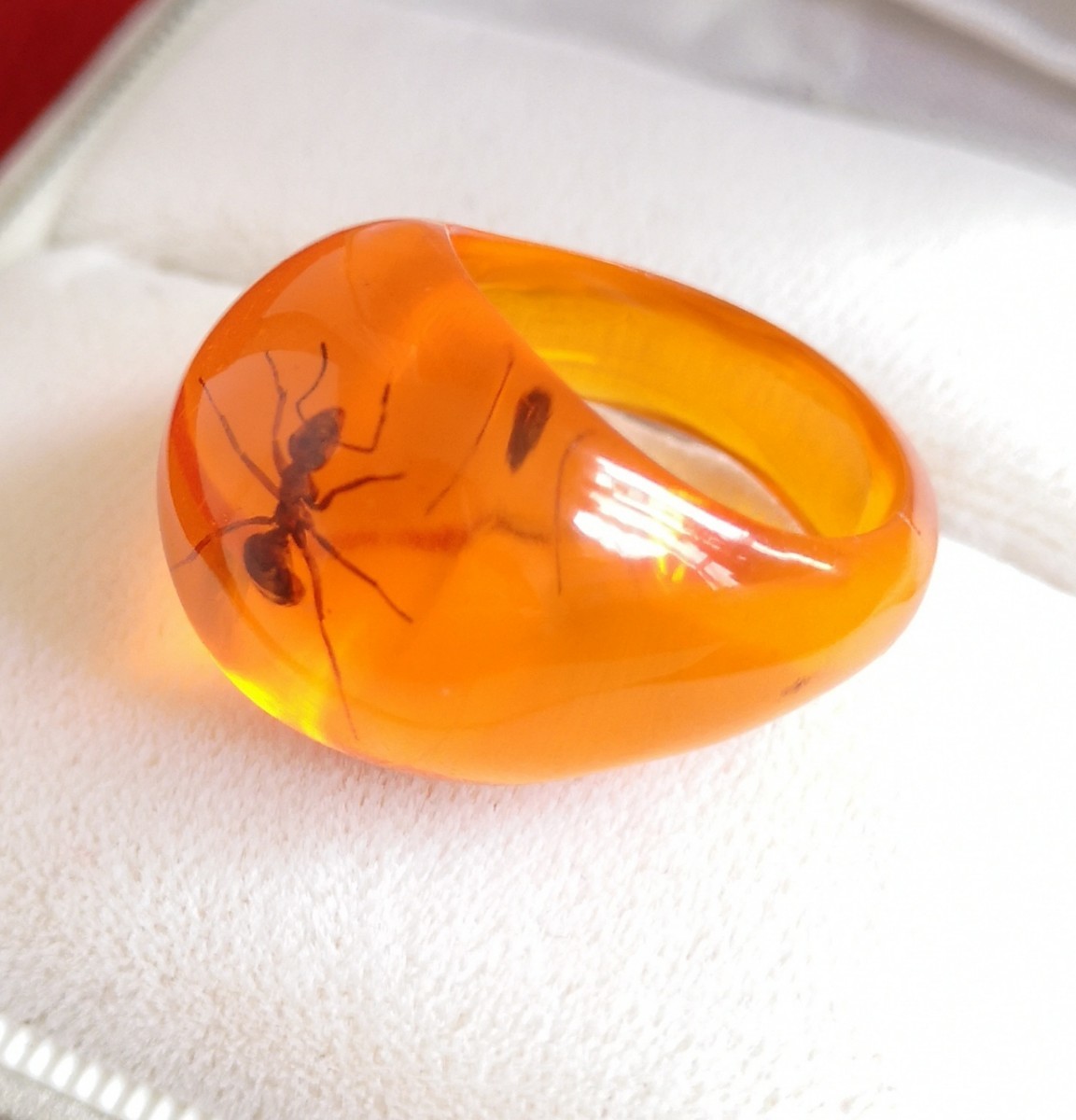  Vintage ring rare amber insect entering amber 795 natural 