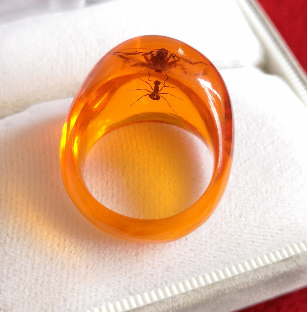  Vintage ring rare amber insect entering amber 795 natural 