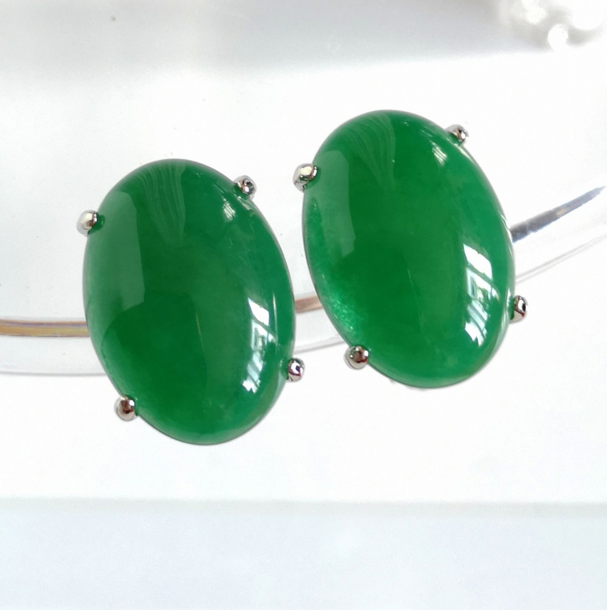 ヴィンテージ イヤリング 翡翠 ろうかん 18×8mm 美品 808|Yahoo