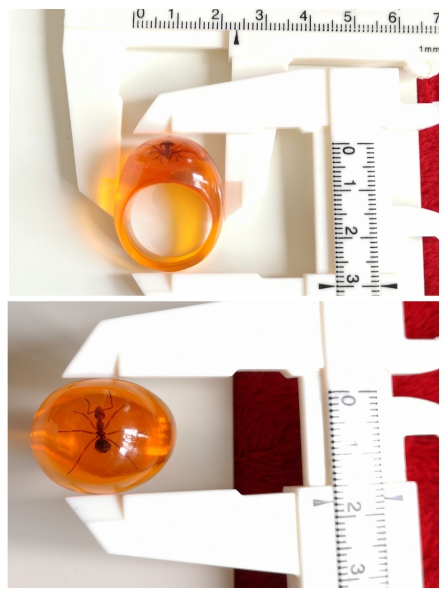 ヴィンテージ リング 琥珀 希少 虫入り アンバー 795-