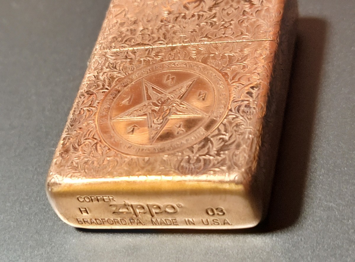 新品未使用　純銅　銅無垢　ジッポ　カスタム　スター　ライター　ZIPPO　カスタム