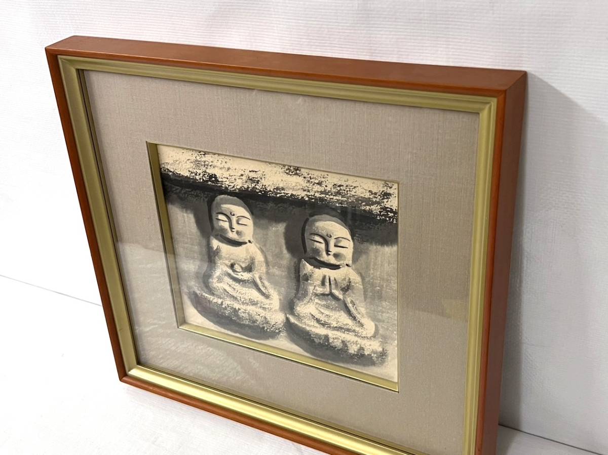 真作 作家物 穐月明「ニ射佛」水墨画 額縁外寸縦415×横465×厚み 真作 作家物 穐月明「ニ射佛」水墨画 額縁外寸縦415×横465×厚み