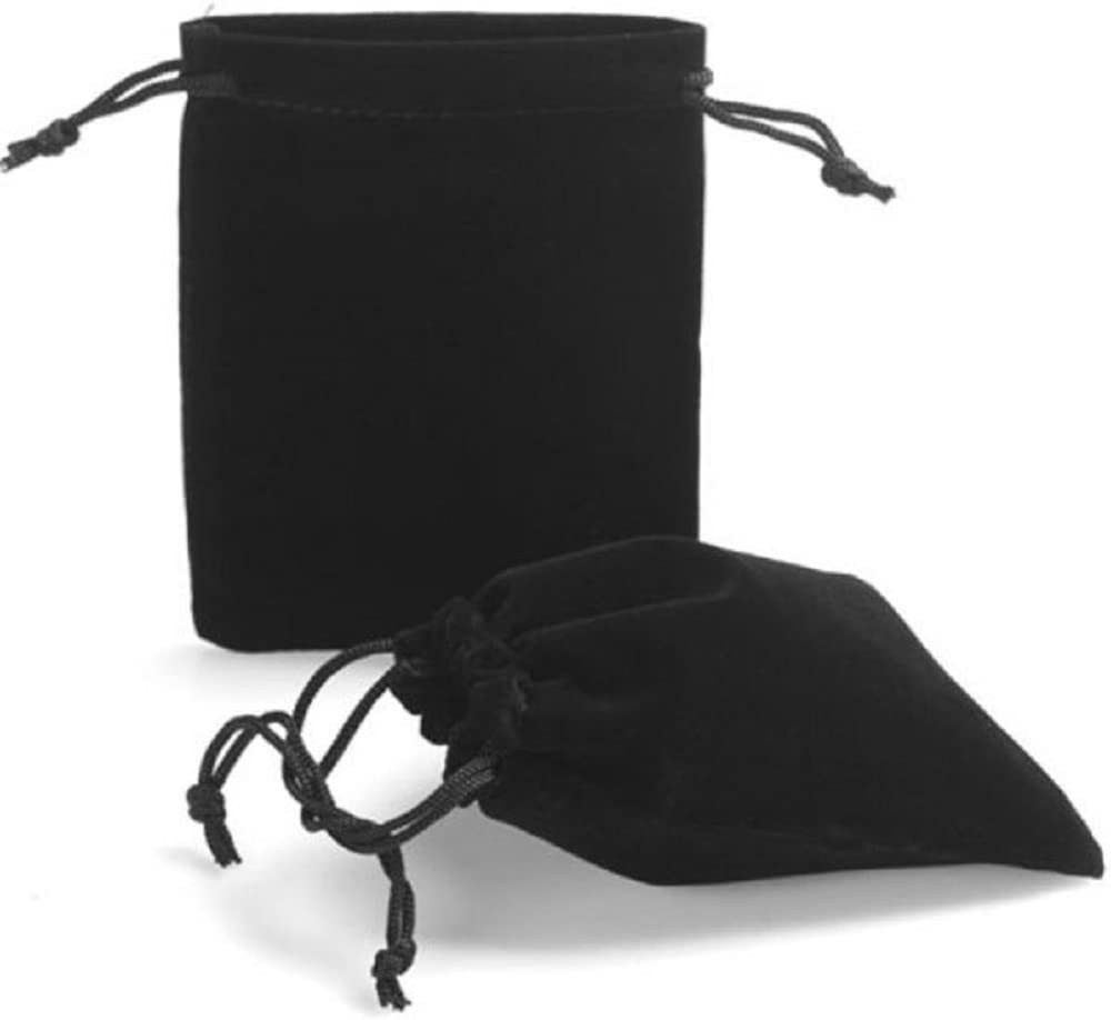 アクセサリーの保存・プレゼント用ポーチ ベロア調巾着袋 ブラック×5枚 ;ZYX000330;_画像1