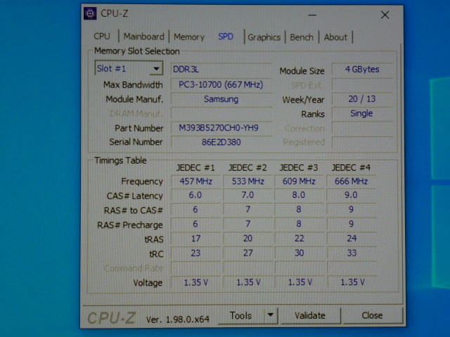 メモリ サーバーパソコン用 低電圧 1.35V Samsung PC3L-10600R(DDR3L-1333R) ECC Registered 4GBx4枚 合計16GB 起動確認済みです④_画像6