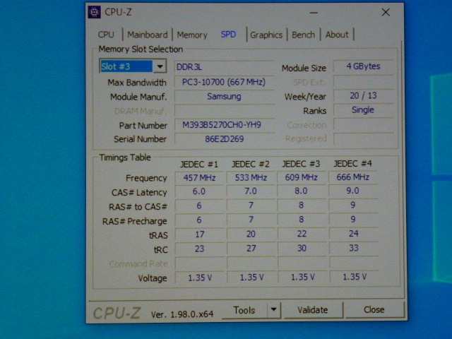 メモリ サーバーパソコン用 低電圧 1.35V Samsung PC3L-10600R(DDR3L-1333R) ECC Registered 4GBx4枚 合計16GB 起動確認済みです④_画像8