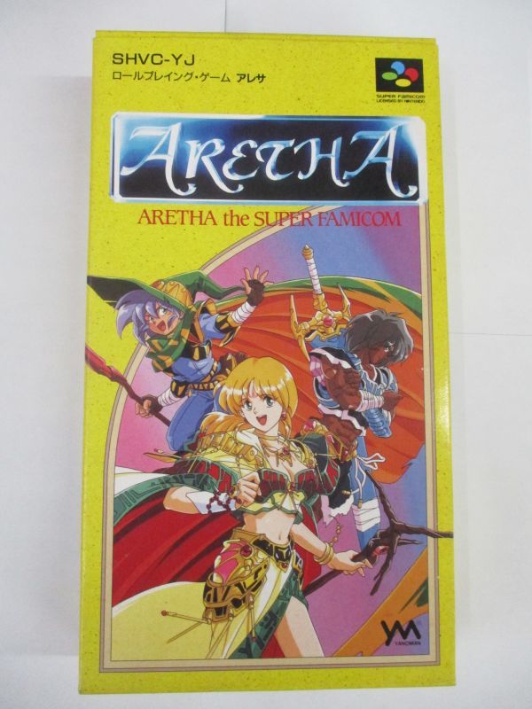 美品 SFC スーパーファミコン アレサ ARETHA/取説・ハガキ・ソフト袋・プラトレイ付