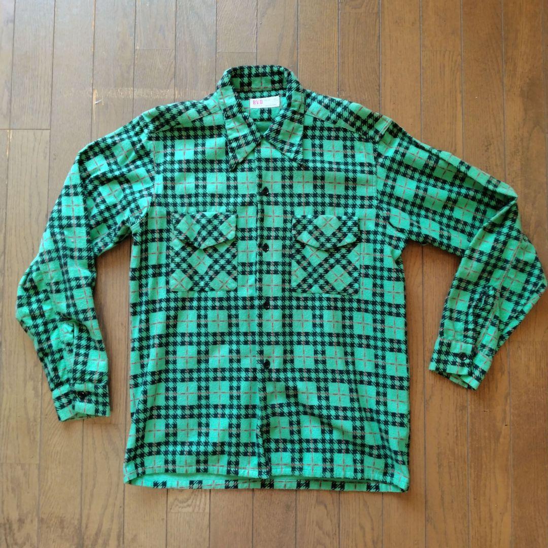 レビュー高評価の商品! 1940'sビンテージ古着 BVDプリントネルシャツM