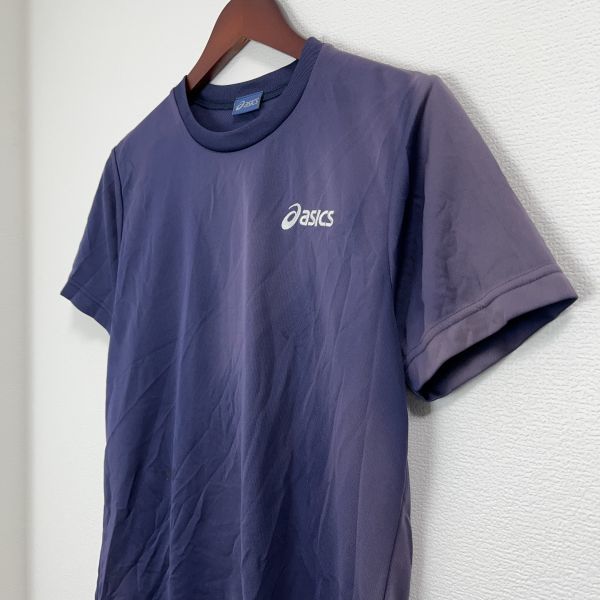 asics アシックス メンズ 半袖 Tシャツ トップス スポーツ ウェア 練習着 Mサイズ 丸首 ネイビー 紺色 ロゴ ワンポイント シンプル 無地