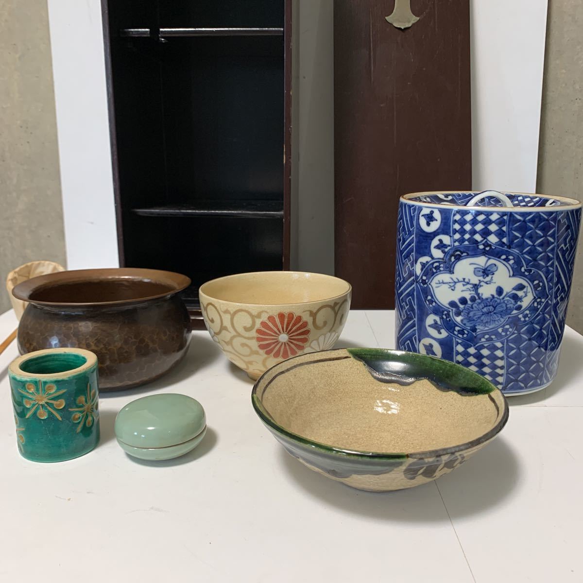 茶道具 セット 木箱入り 道具一式 茶道 茶碗 棗 柄杓 茶筅 茶杓 茶道