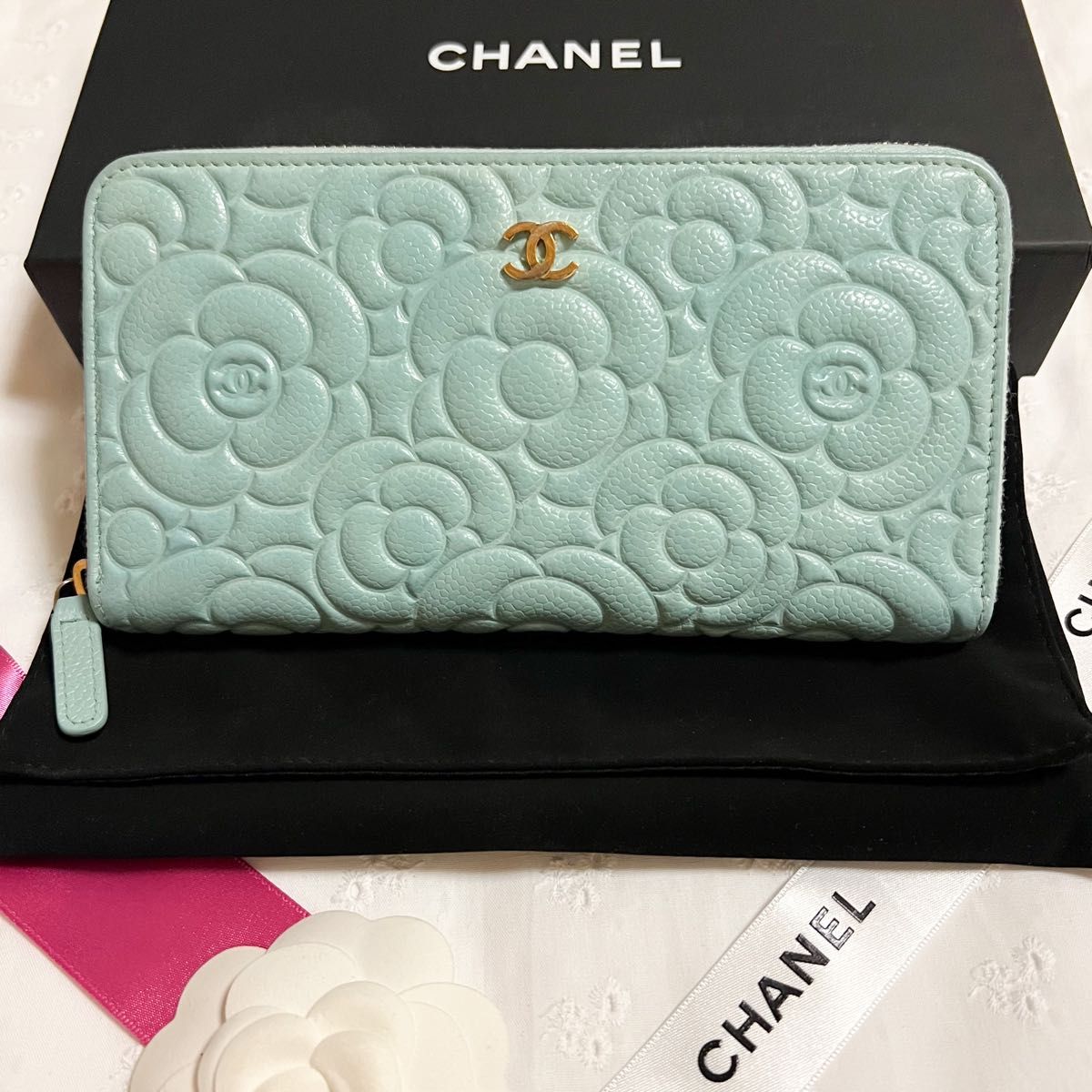 対応中 CHANEL シャネル カメリア 長財布 ラウンドジップ キャビア