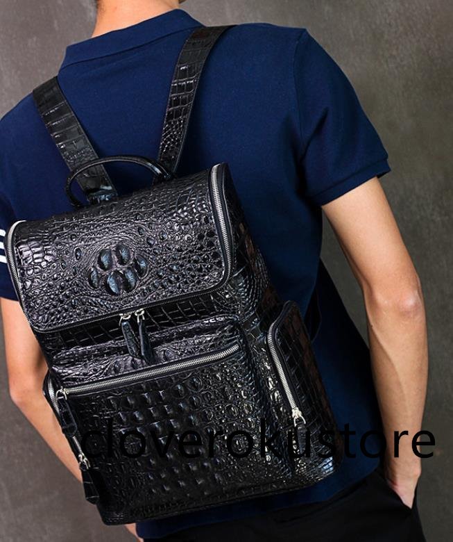 可愛いクリスマスツリーやギフトが! 希少新品!ワニ革 プレゼント 男性大容量 メンズ 通勤 旅行バッグ バックパック デイパック リュックサック クロコダイルレザー 鞄 リュックサック、デイパック 可愛いクリスマスツリーやギフトが! 希少新品!ワニ革 プレゼント 男性大容量 メンズ 通勤 旅行バッグ バックパック デイパック リュックサック クロコダイルレザー 鞄 リュックサック、デイパック