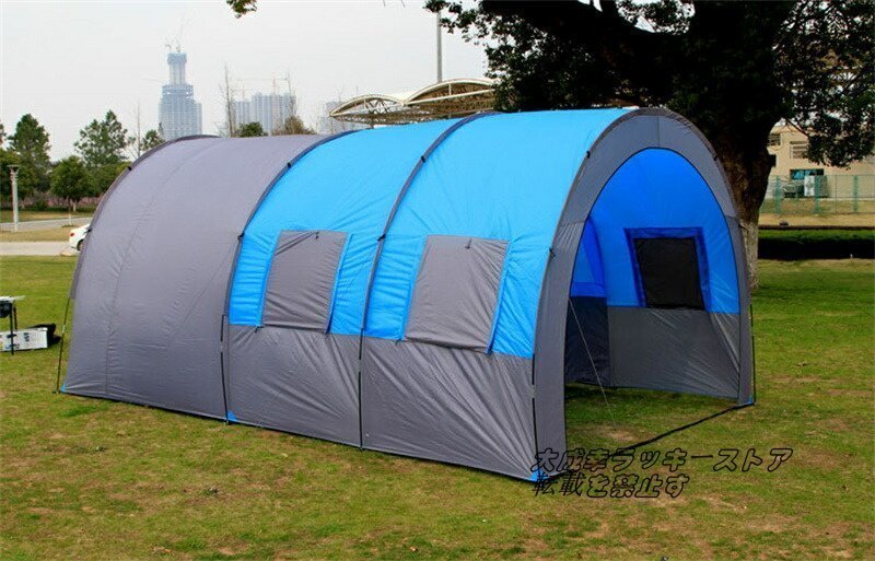 人気推薦★トンネルテント超大型チーム屋外テント 豪雨対策テントファミリーキャンプ 8人用