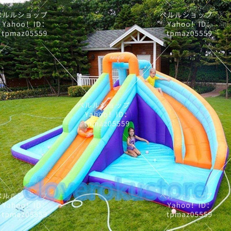 [乾湿両用/送風機付き] プール 家庭用 大型 すべり台 スライダー インフレータブル バウンサー & スライド プール キャッスル 遊具