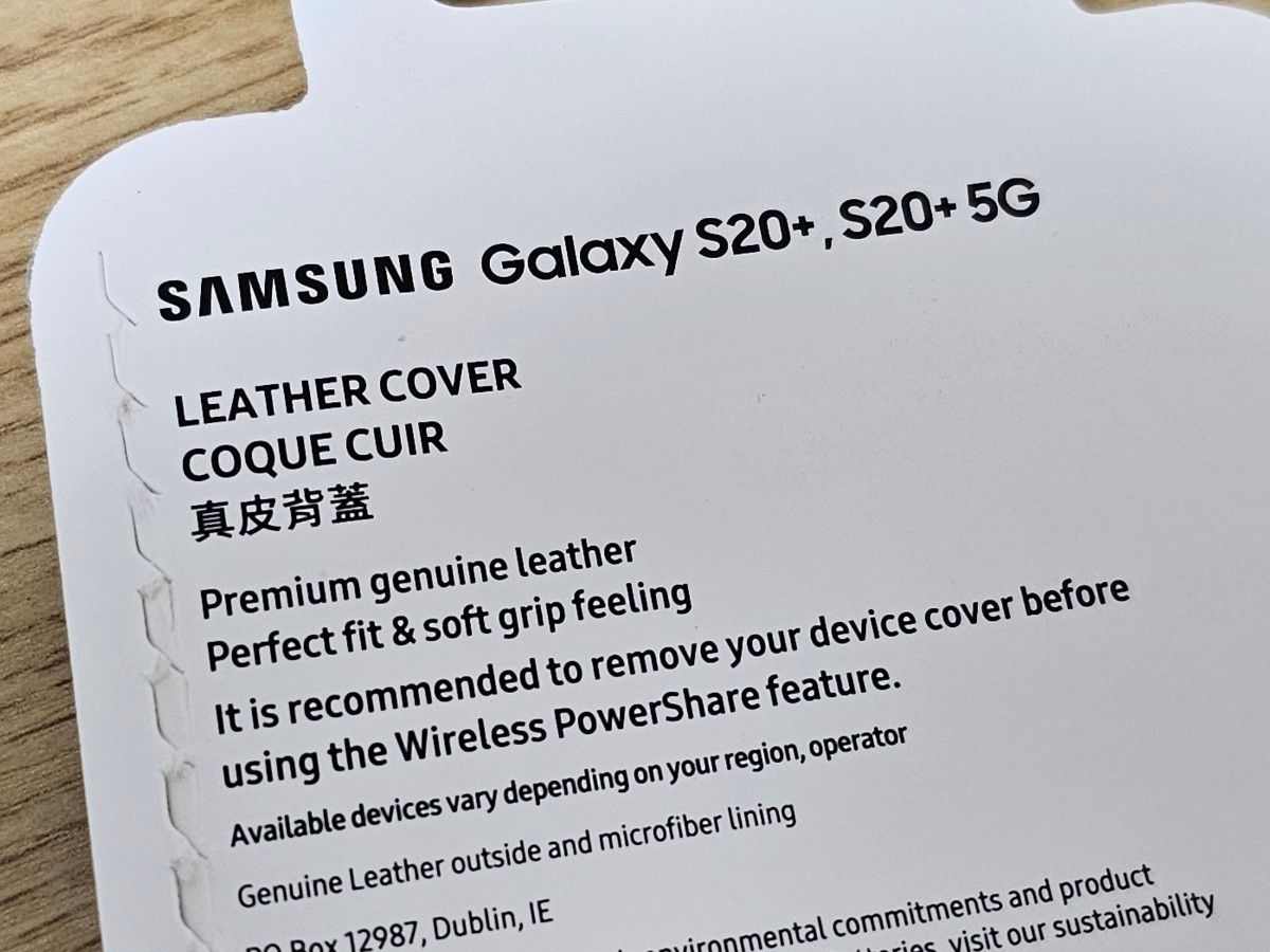 Samsung Galaxy S20+ケース、公式レザーバックカバー グレー EF-VG985LJEGWW