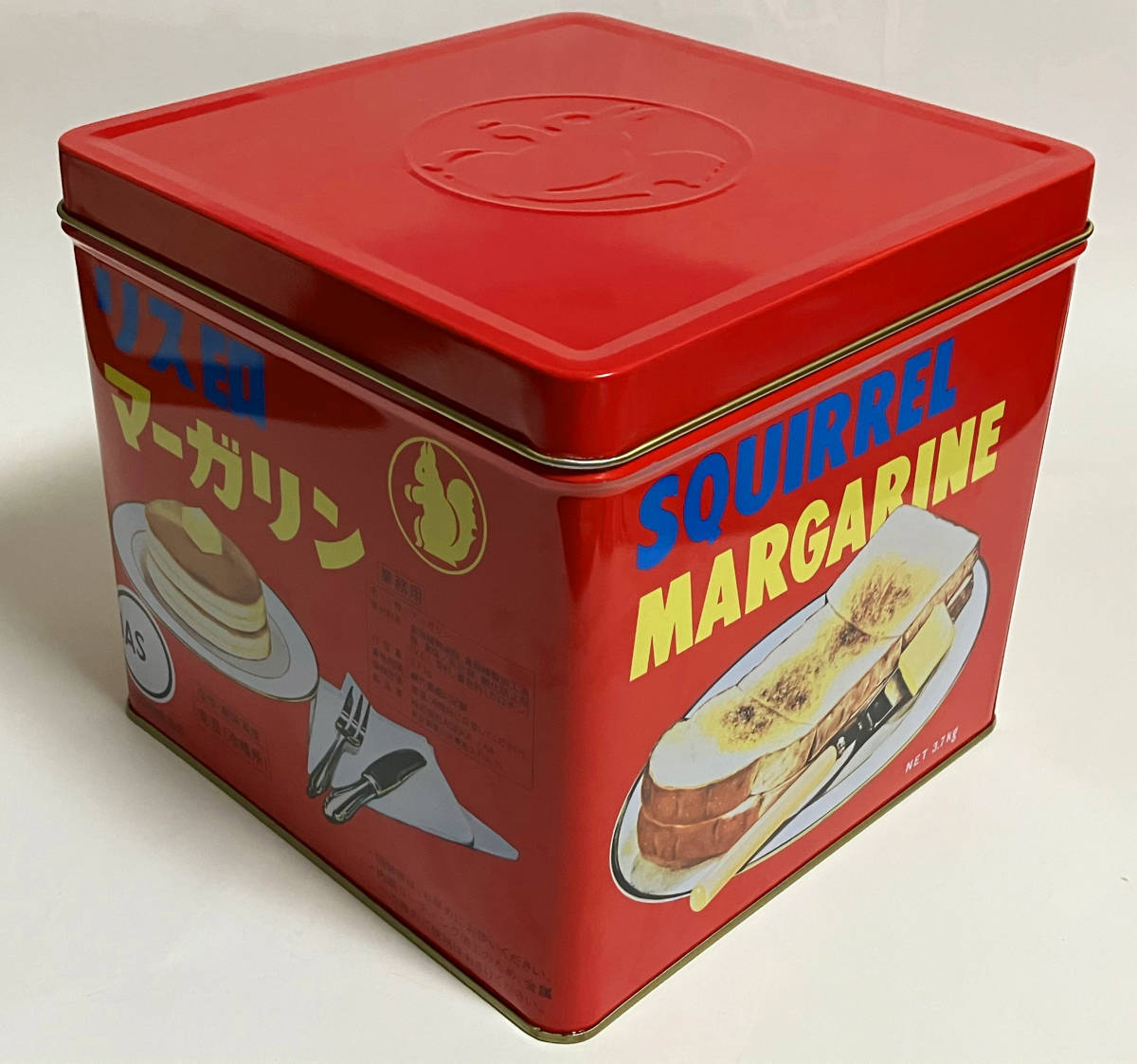  squirrel seal margarine empty can empty box storage box interior Showa Retro 
