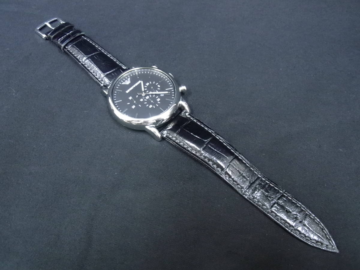エンポリオアルマーニ 腕時計 メンズ ＵＳＥＤ クォーツ 革ベルト クロノグラフの画像2
