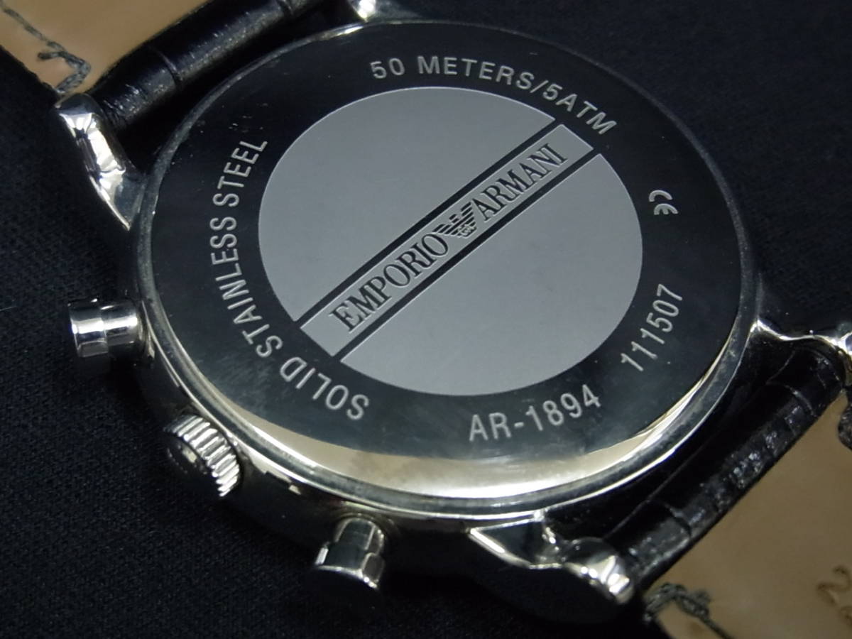 エンポリオアルマーニ 腕時計 メンズ ＵＳＥＤ クォーツ 革ベルト クロノグラフの画像3