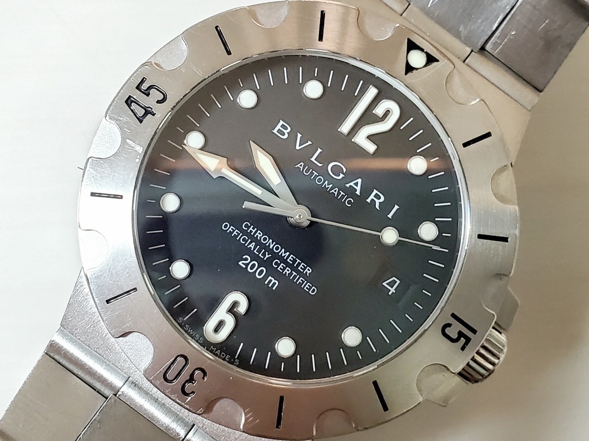 BVLGARI ブルガリ ディアゴノ スクーバ【SD38SSD】AT 紳士用高級機械式腕時計 純正ブレスレット ギャラ付き