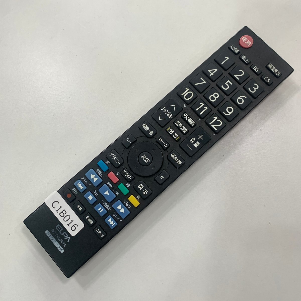 C1B016 【送料１８５円】 TV リモコン / ELPA エルパ RC-TV009PA 動作確認済み★即発送★ テレビ_画像1