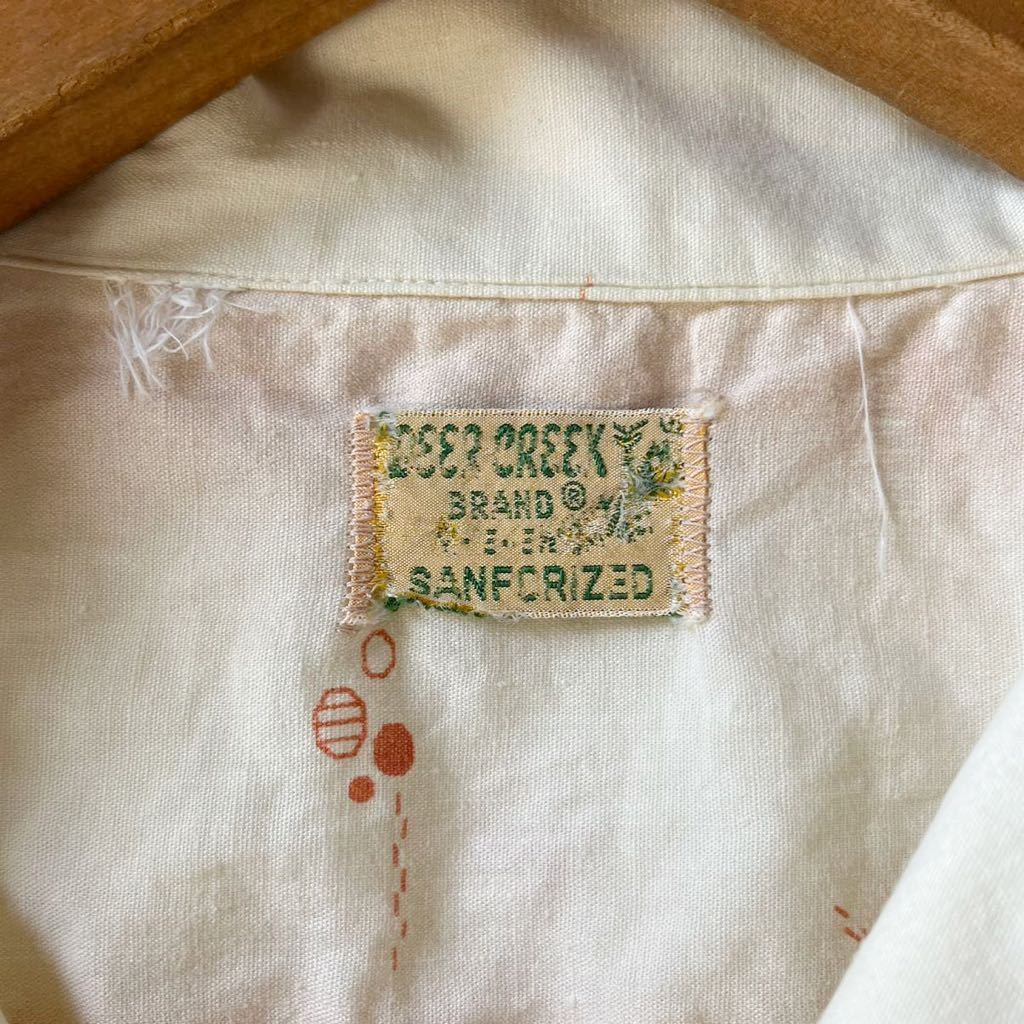 50s DEER CREEK atomic stripe loop color cotton short sleeves shirt M Vintage 50 period . collar . what . original Vintage 
