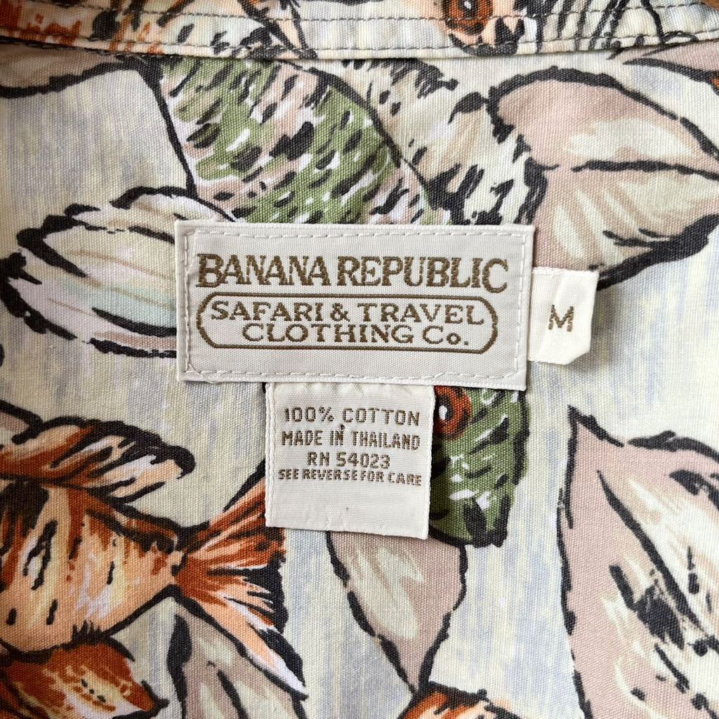 90s OLD BANANA REPUBLIC 魚 リーフ コットン 半袖 シャツ M ビンテージ 90年代 オールド バナナリパブリック バナリパ ヴィンテージ_画像4